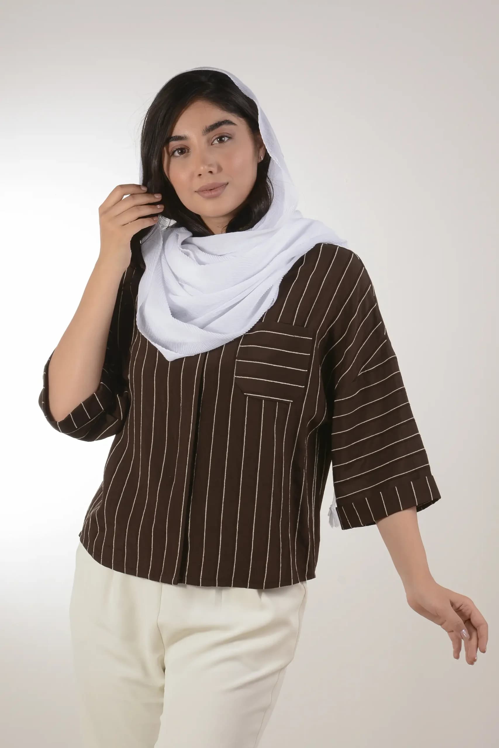 شومیز باکسی NR دکمه مخفی — تصویر ۸
