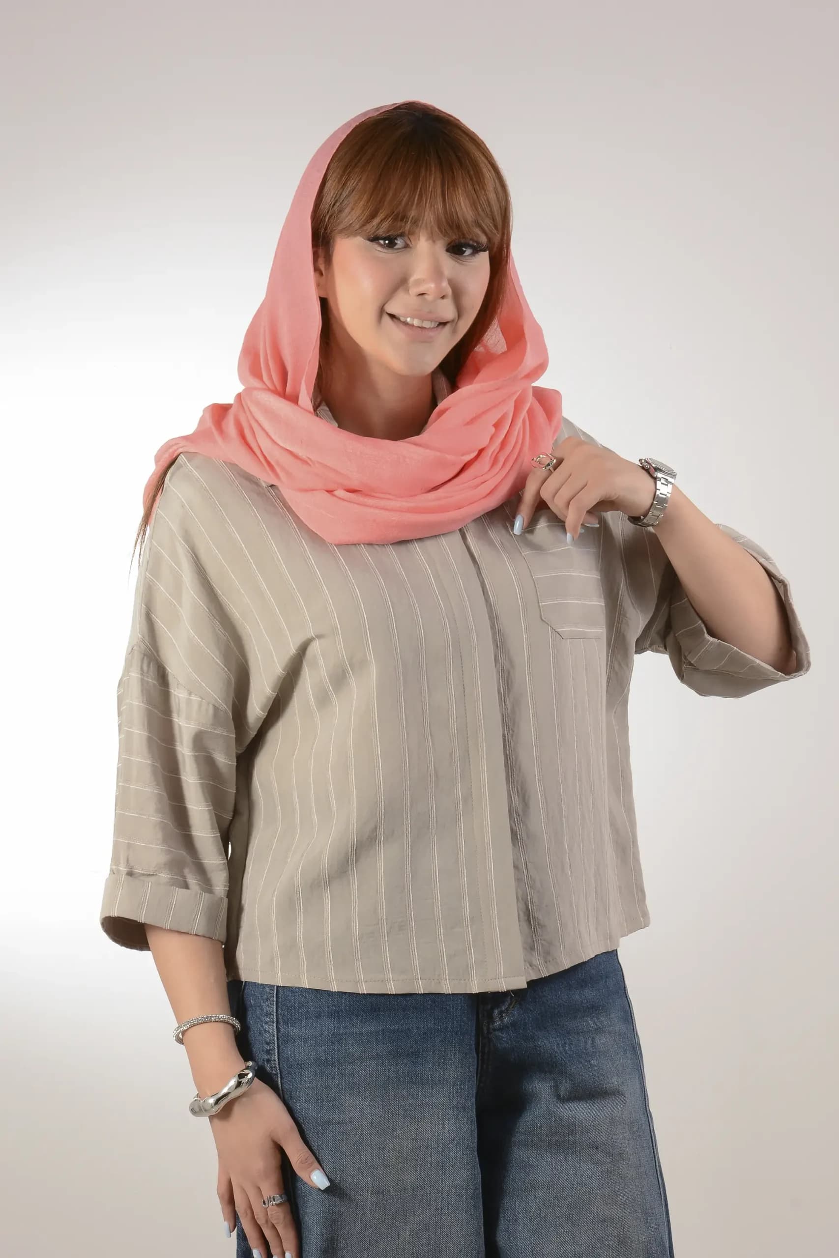 شومیز باکسی NR دکمه مخفی — تصویر ۵