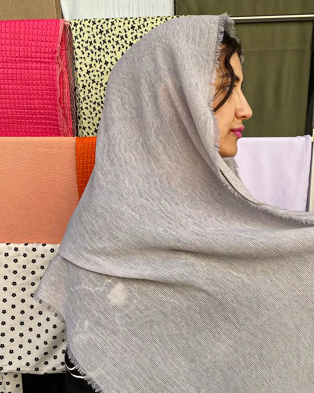 شال نخی دور ریش با الیاف طبیعی — تصویر ۵