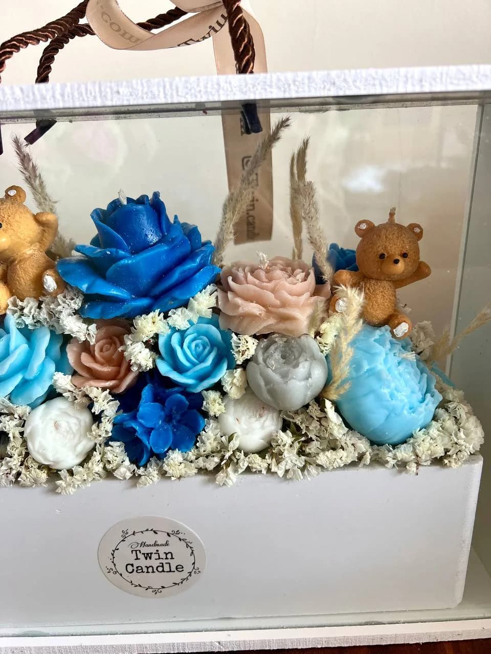 باکس شمع گل baby boy با جعبه پلکسی — تصویر ۵