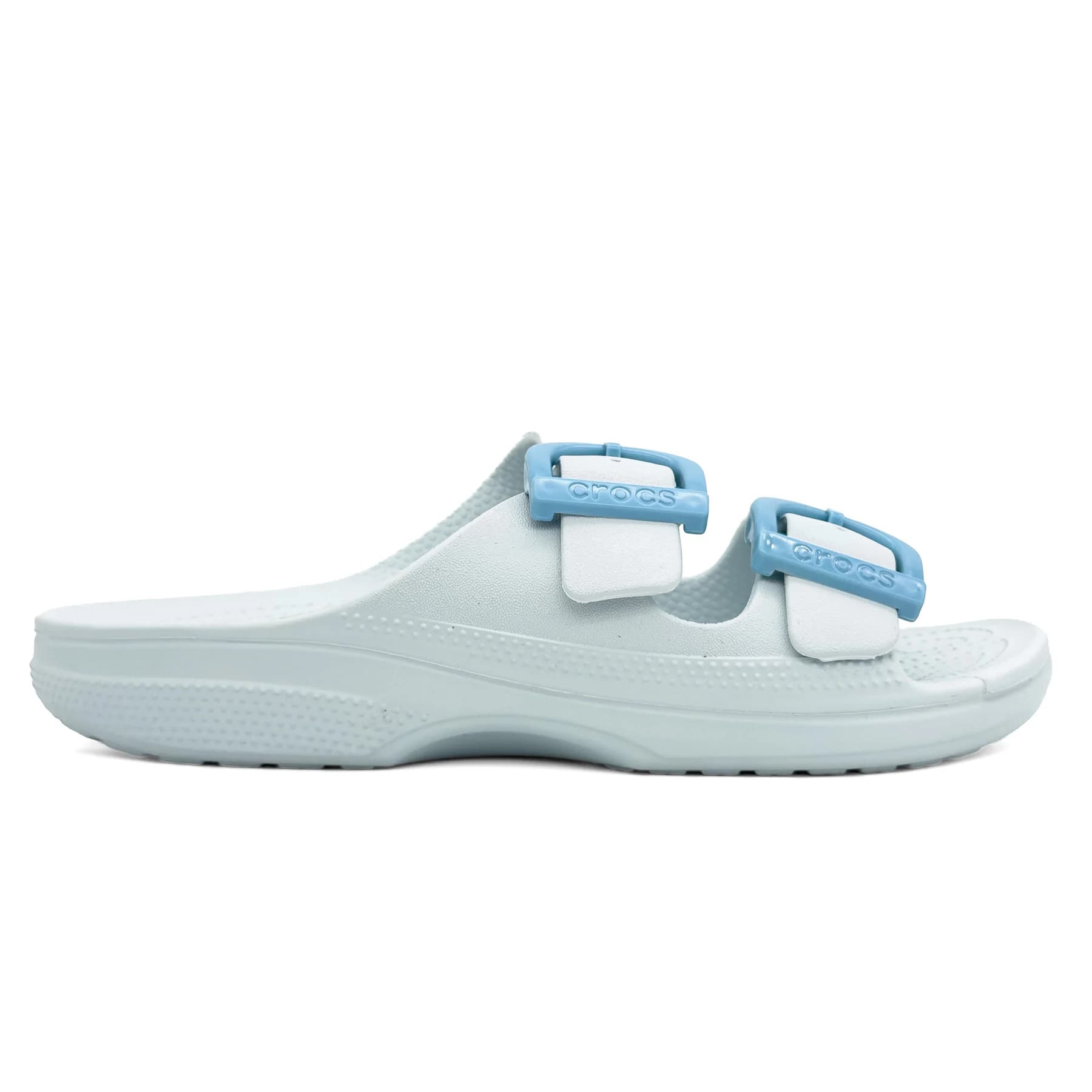 صندل کراکس باکل سفید آبی زنانه | Crocs Buckle Sandal