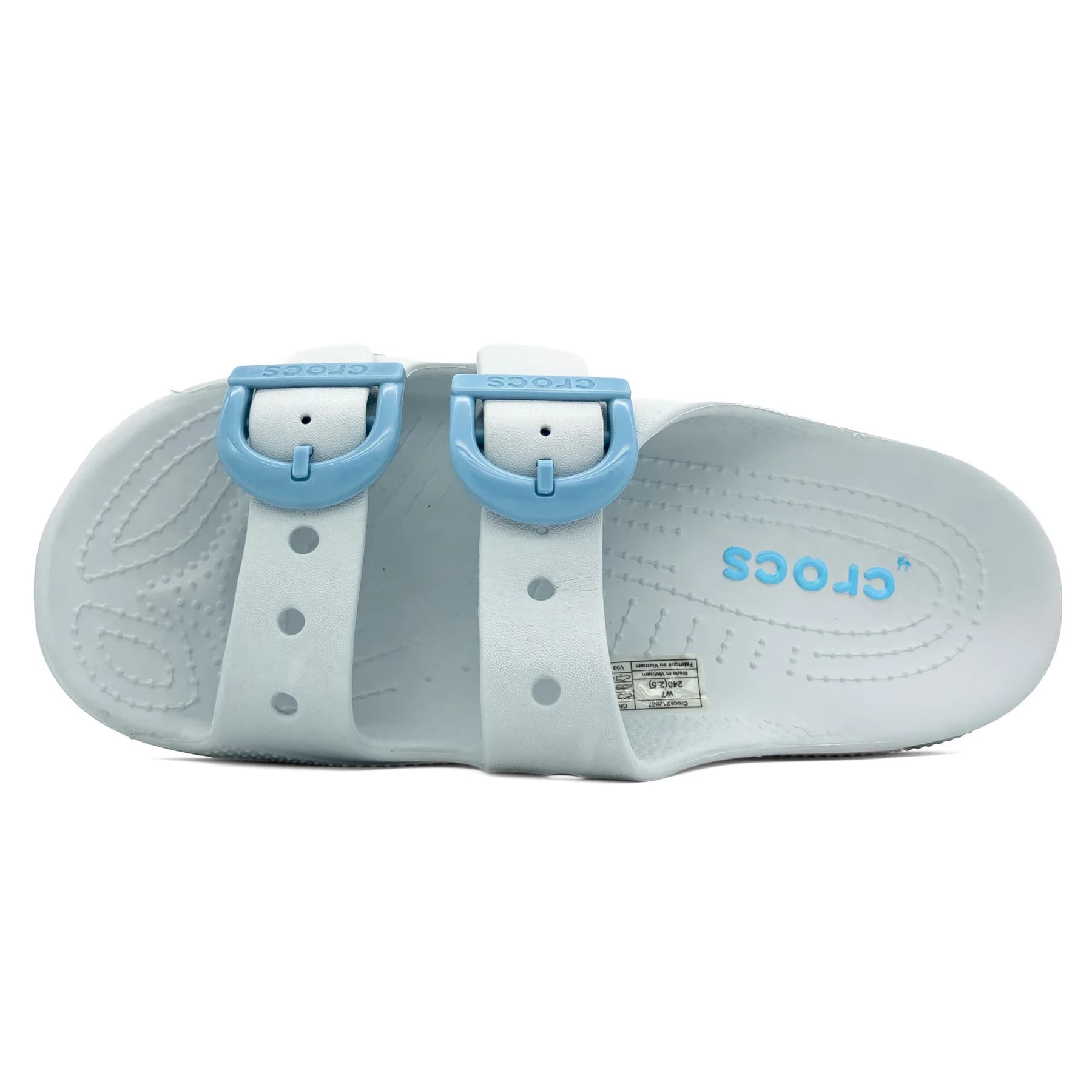 صندل کراکس باکل سفید آبی زنانه | Crocs Buckle Sandal — تصویر ۳