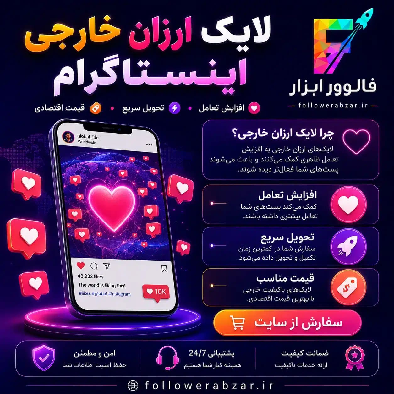 لایک ارزان خارجی اینستاگرام | – 800 عدد