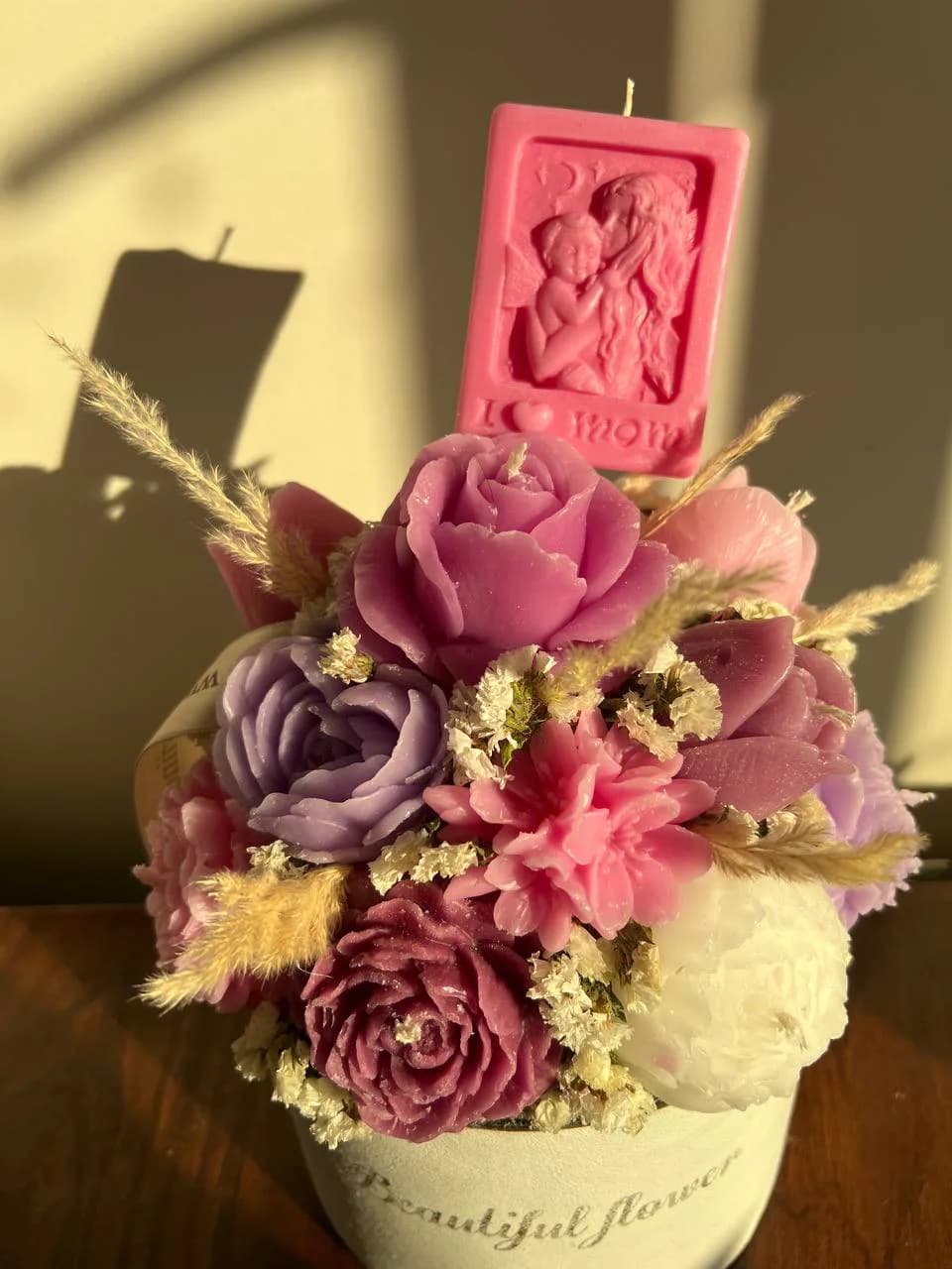 باکس شمع گل flora روز مادر — تصویر ۲