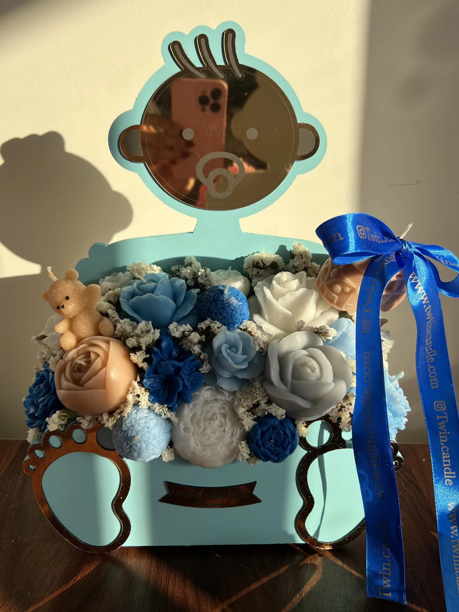 باکس شمع گل blue baby boy