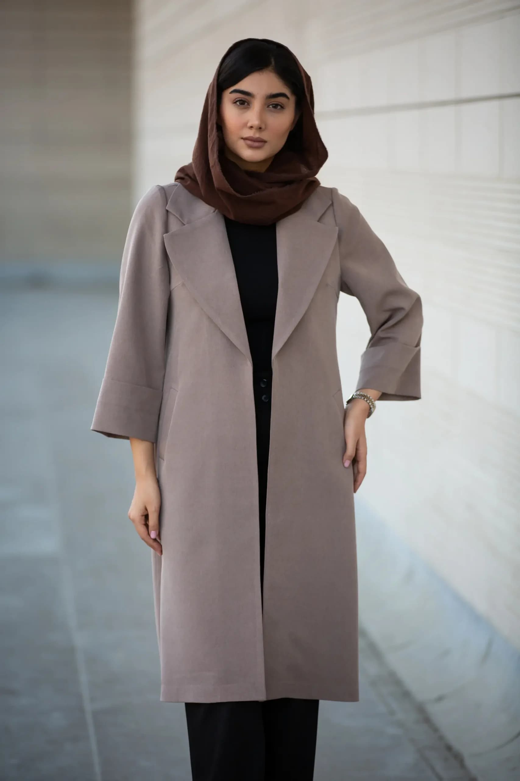 مانتو استین پاکتی بلند ملانژ — تصویر ۷