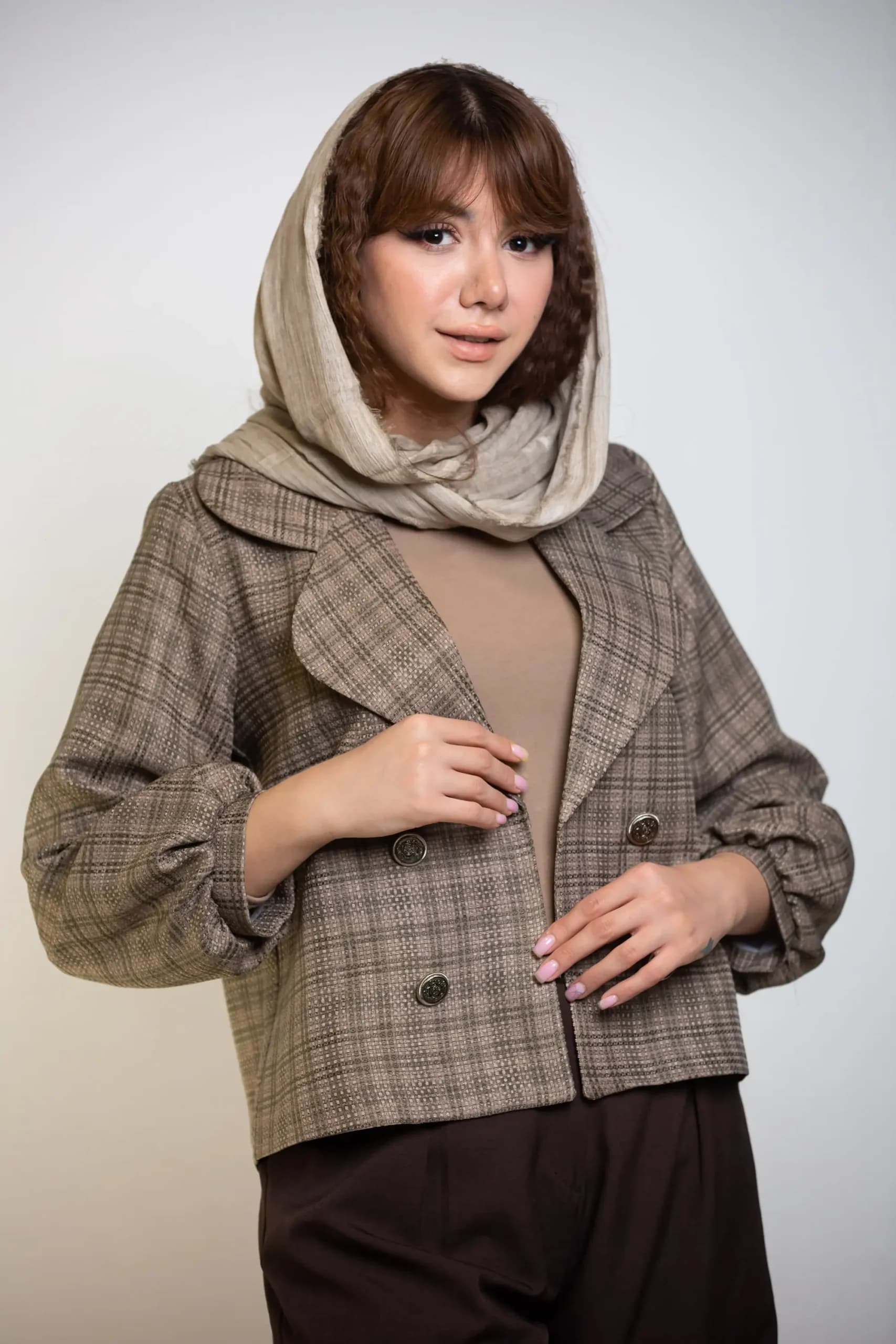 کت زنانه حصیری یقه انگلیسی