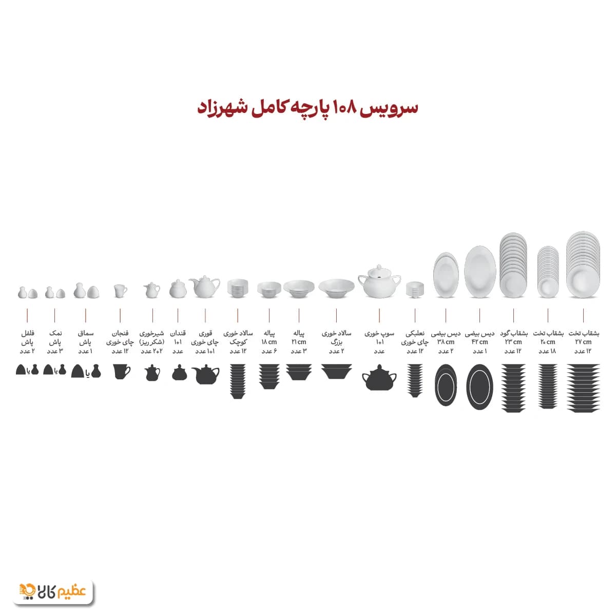 سرویس چینی 108 پارچه کامل زرین بخارا — تصویر ۷
