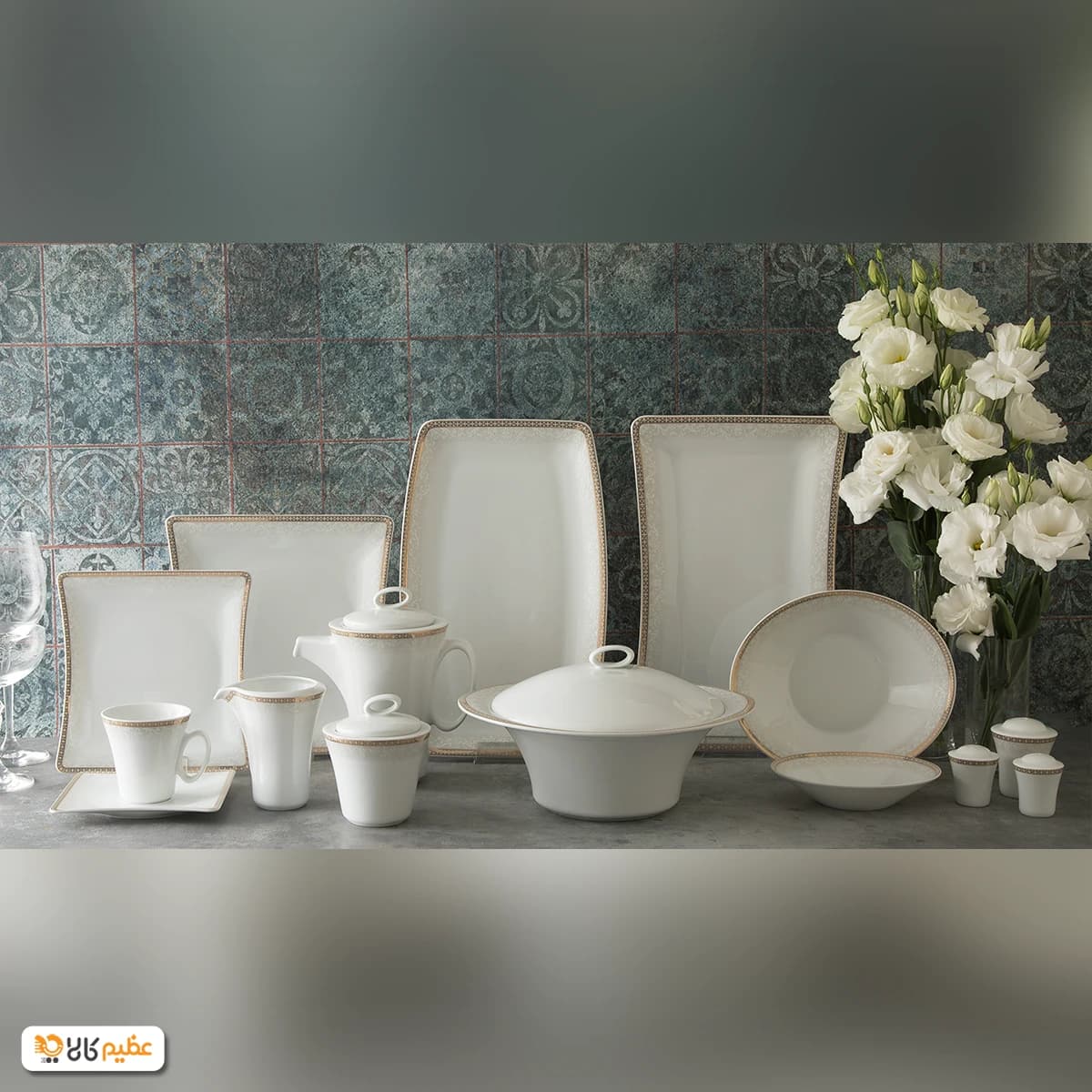 سرویس چینی 97 پارچه کامل زرین ریوا طلایی — تصویر ۱۲
