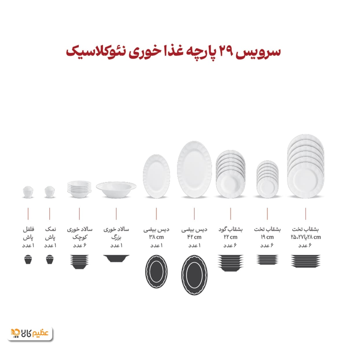 سرویس چینی 29 پارچه غذاخوری زرین دلسا — تصویر ۵