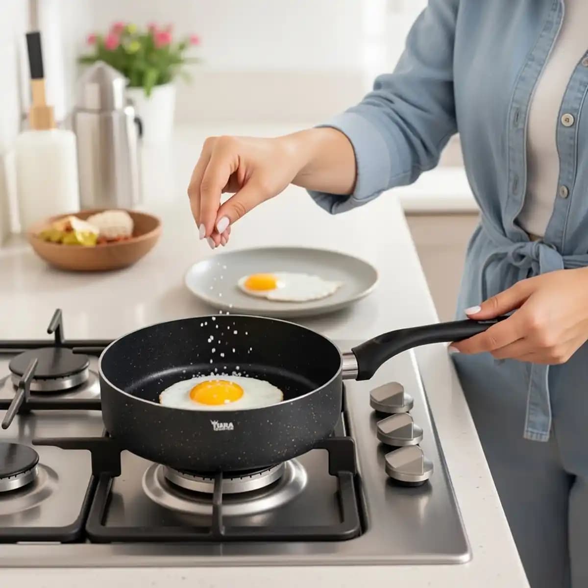 تابه تک دسته گرانیت بدون درب تیارا