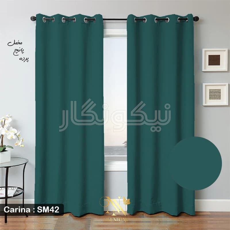 پرده مخمل کارینا – آبی — تصویر ۵