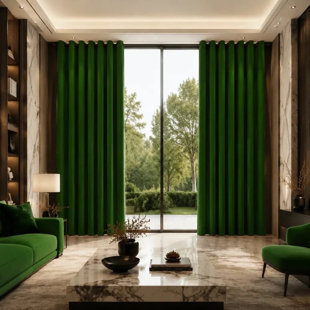 پرده کتان پانچ سبز سلینا Selina