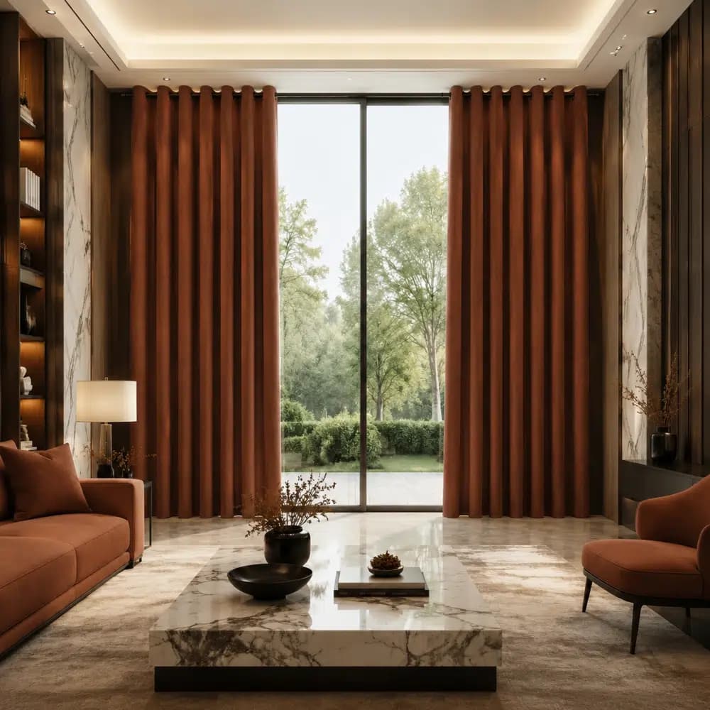 پرده کتان پانچ قهوه ای سلینا Selina — تصویر ۶