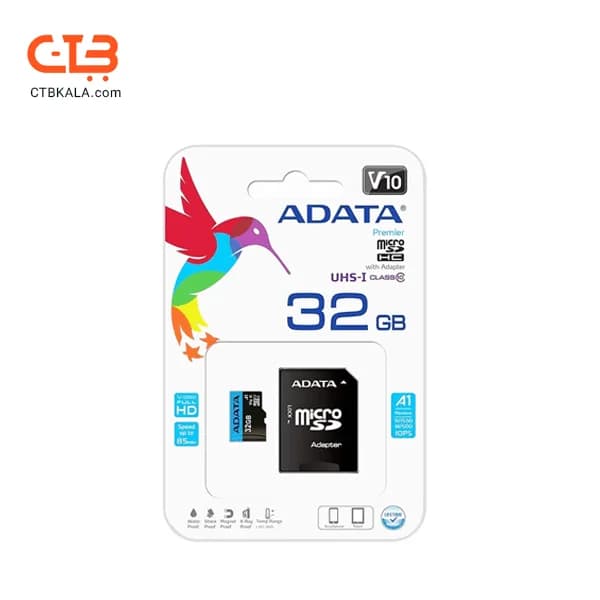 کارت حافظه microSDHC ADATA 32GB premier A1 v10 کلاس 10 UHS-I سرعت 100MB/s همراه با آداپتور — تصویر ۵
