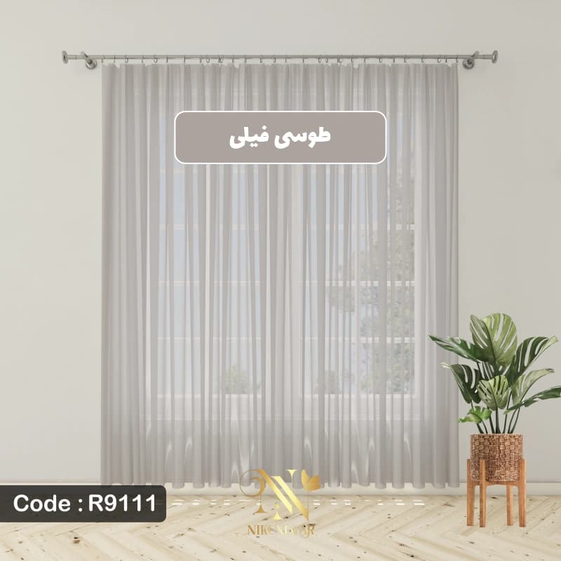 پرده حریر کرپ طوسی روژان Rojan — تصویر ۳