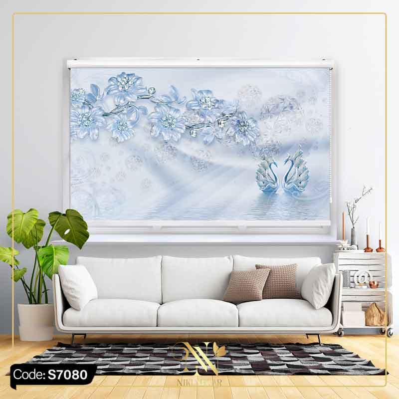 پرده زبرا چاپی دو رو طرح پرنده مدل S7080 — تصویر ۲