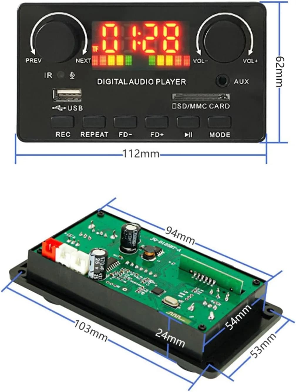 پنل پخش کننده صوتی بلوتوثی با آمپلی فایر 2x40W مدل D125 — تصویر ۹