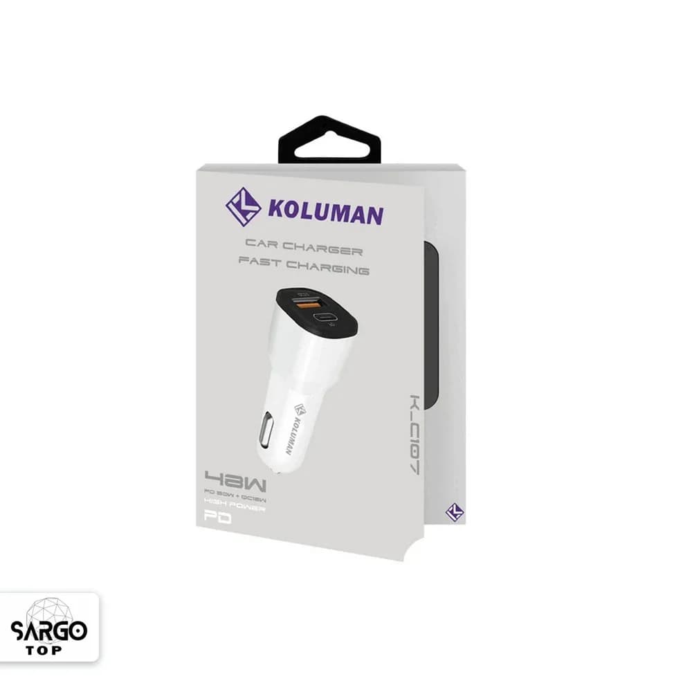 شارژر فندکی 48 وات 2 پورت کلومن مدل K-C107 — تصویر ۲
