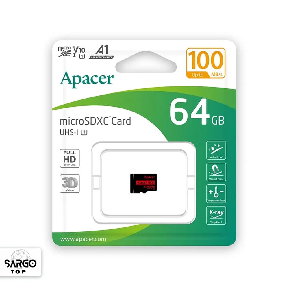 کارت حافظه microSDXC اپیسر مدل R100 کلاس 10 استاندارد UHS-I U1 سرعت 100MBps ظرفیت 64 گیگابایت — تصویر ۴