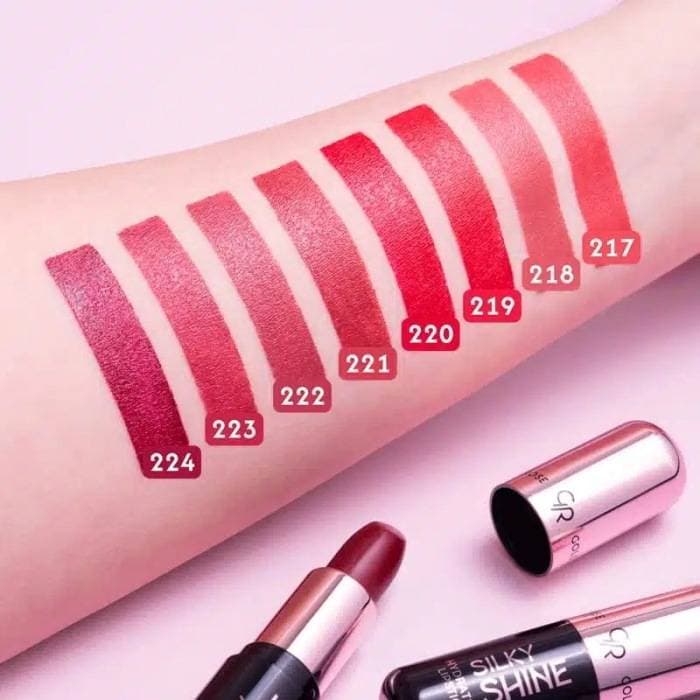 رژ لب جامد گلدن رز مدل سیلکی شاین شماره 221 — تصویر ۷