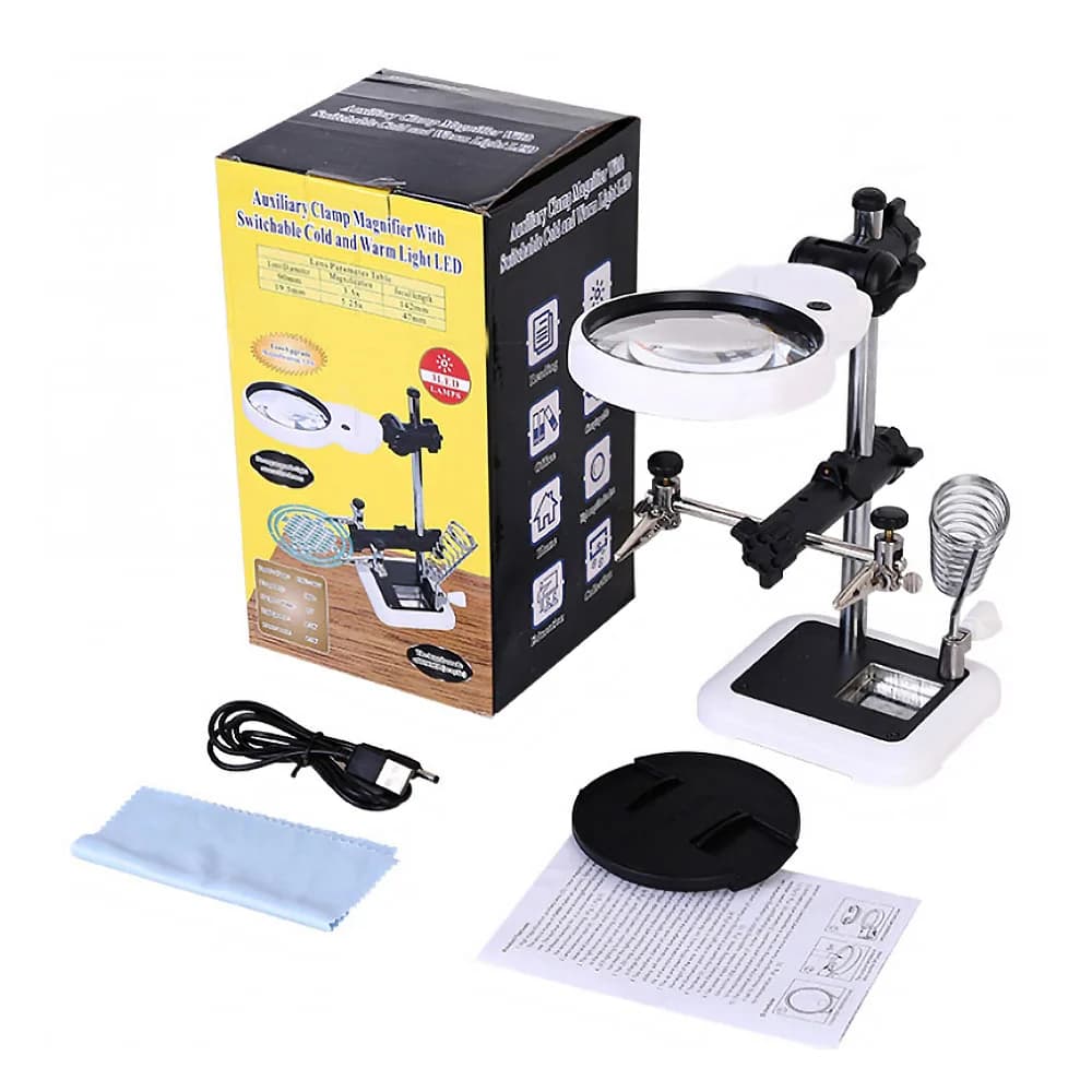 گیره مونتاژ مدل MG16129AC با ذره بین و پایه هویه — تصویر ۴