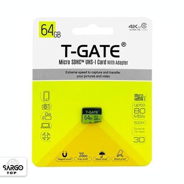 رم میکرو 64 گیگ تی گیت T-GATE Ultra 533x U3 C10 80MB/s microsdhc