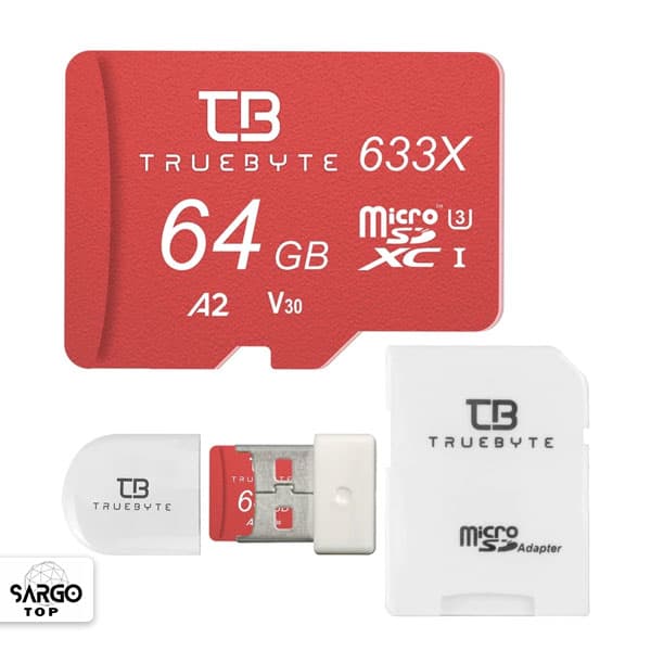 کارت حافظه microSDXC تروبایت 633X-A2-V30 کلاس 10 UHS-I U3 ظرفیت 64 گیگابایت (رم ریدر)