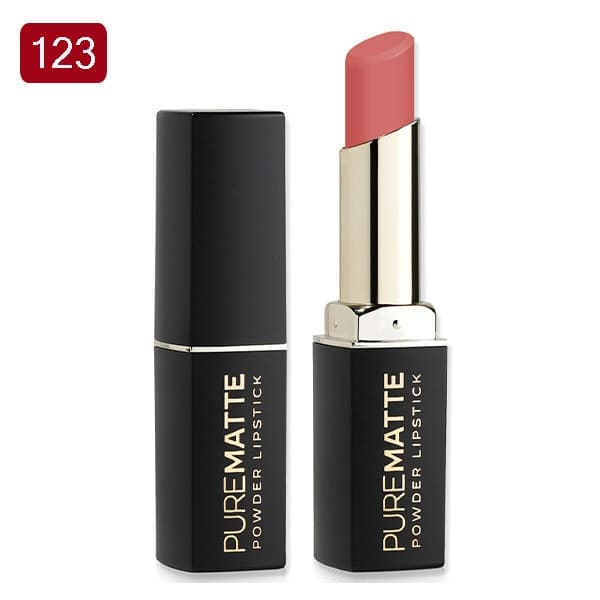 رژ لب جامد پودری گلدن رز مدل Pure Matte شماره 123