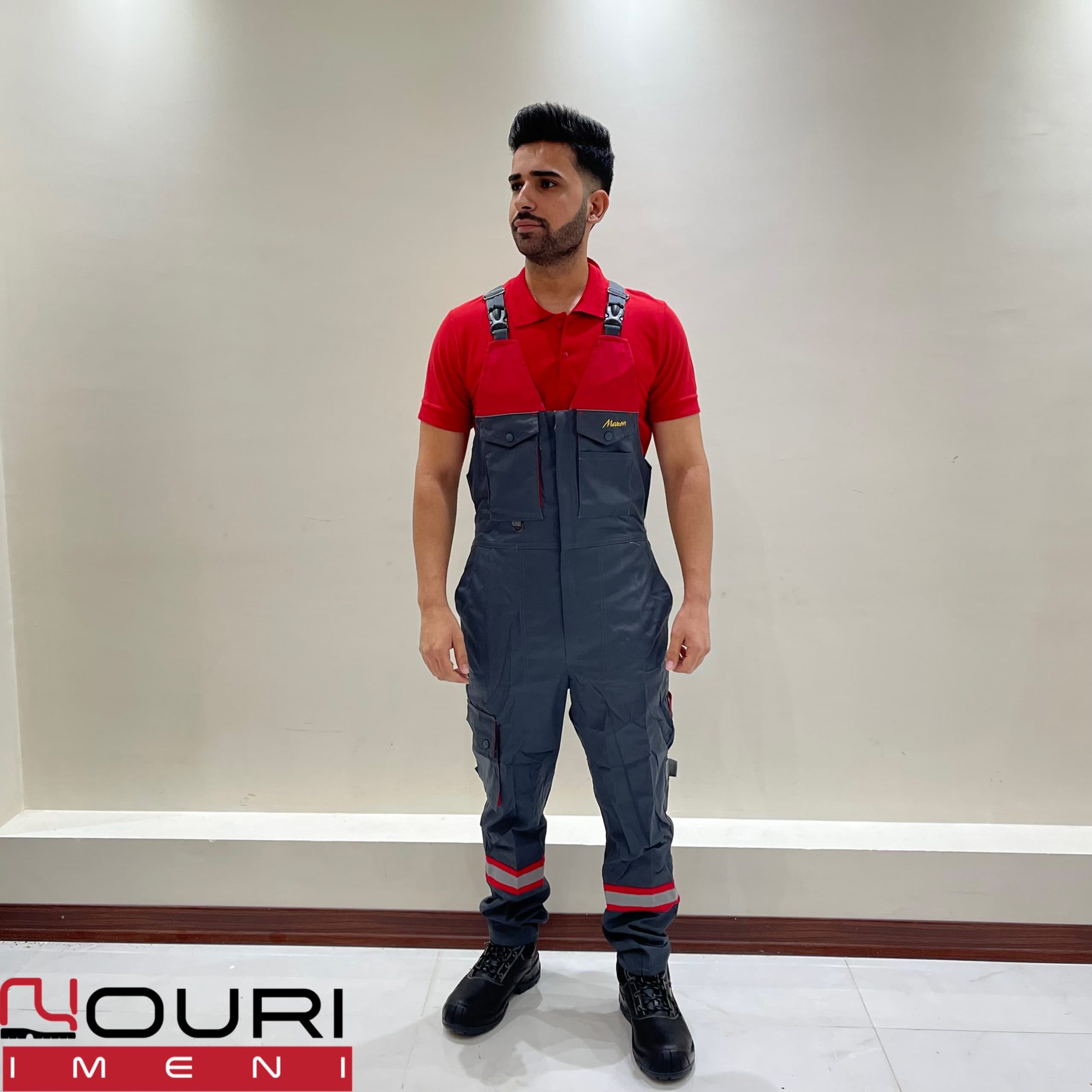 لباس کار دوبنده maxon طوسی _قرمز — تصویر ۴