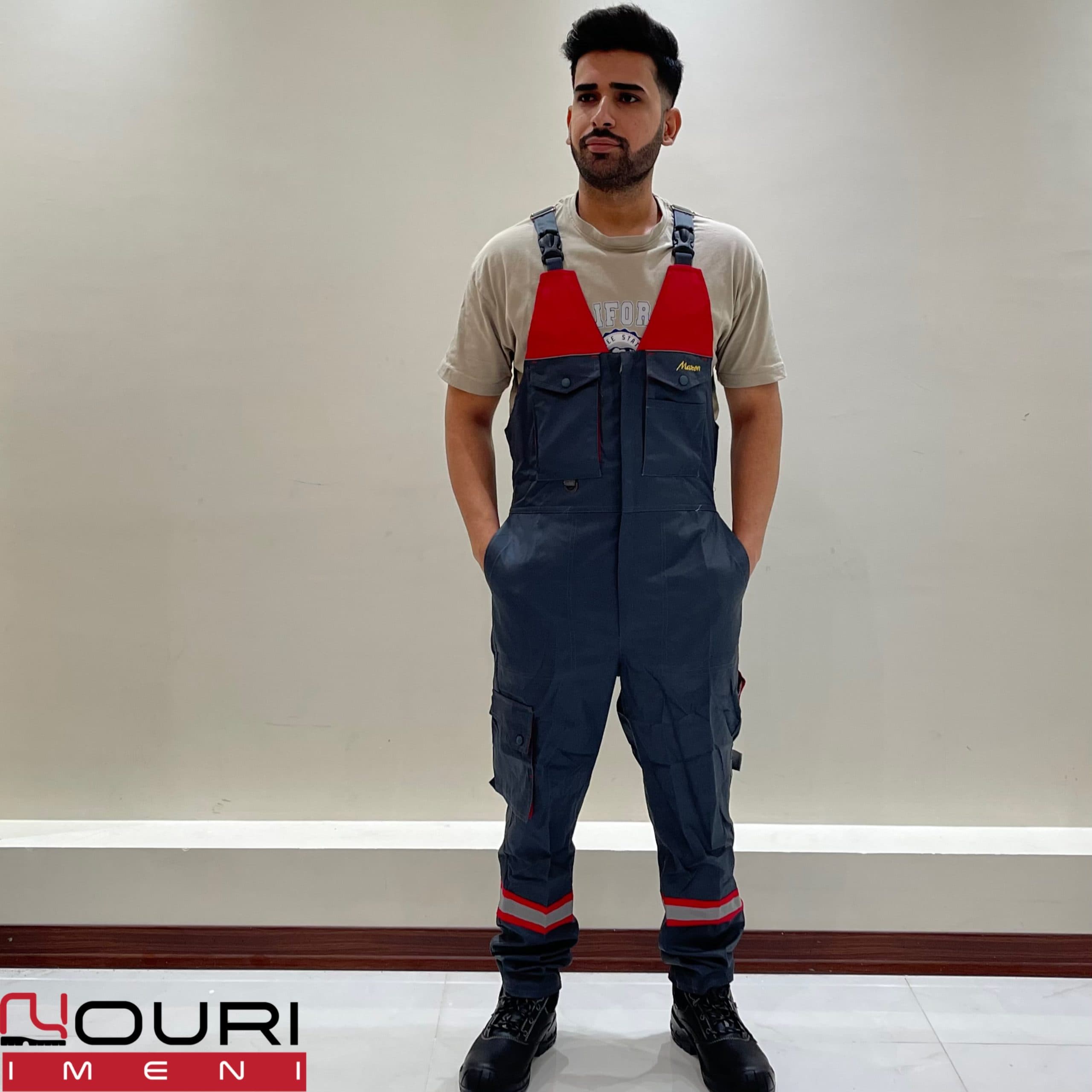لباس کار دوبنده maxon طوسی _قرمز — تصویر ۶