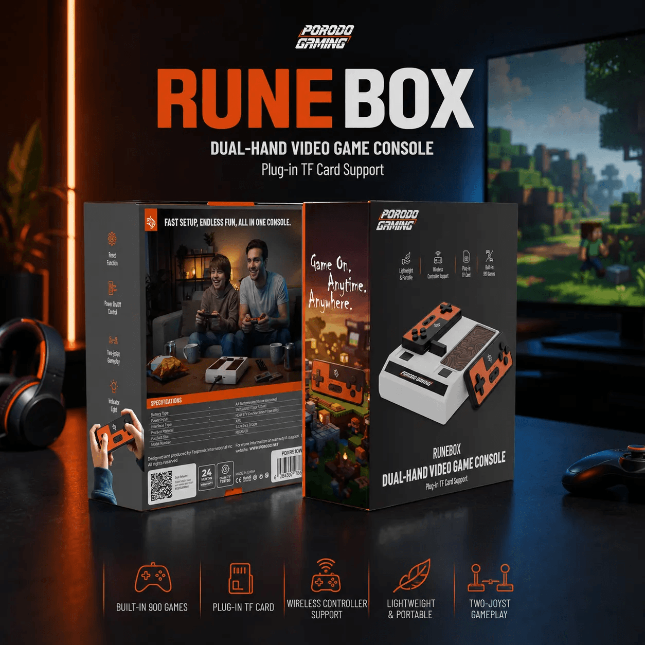 کنسول بازی میکرو برند پرودو Runebox با 999 بازی، دسته بی‌سیم + مموری هدیه با بازی گلچین — تصویر ۱۱
