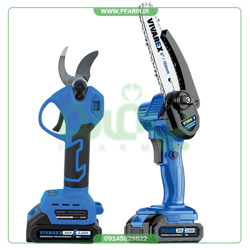 ست باغبانی شارژی ویوارکس مدل VR3206-PR دو باتری ۲۰ ولت براشلس — تصویر ۵