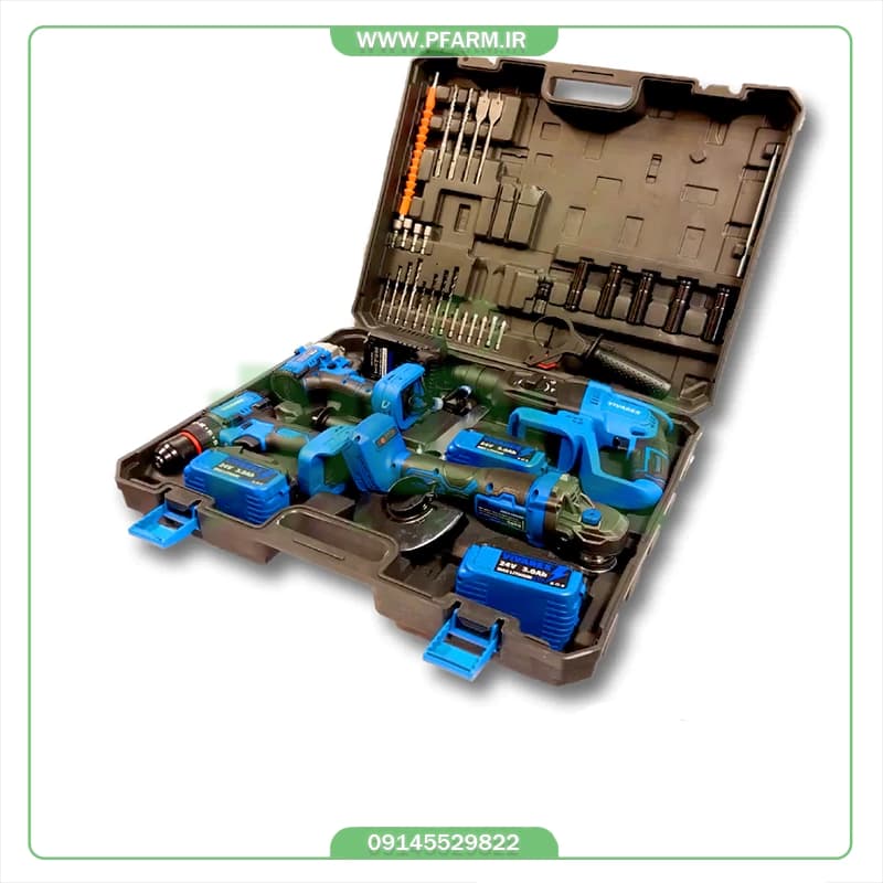 کیت 4 عددی براشلس دریل ،بتن کن ، بکس و فرز شارژی ویوارکس مدل BCK-4024 — تصویر ۹