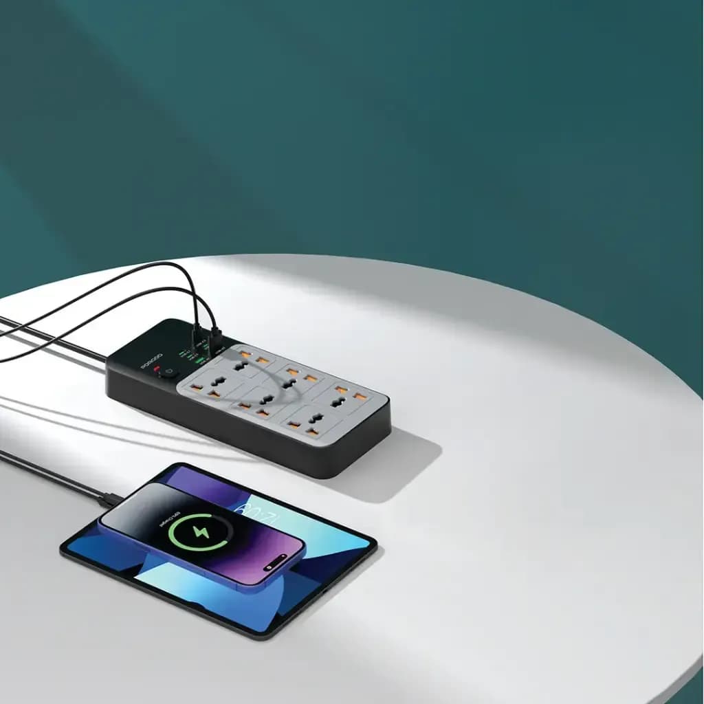 چندراهی برق یونیورسال پورودو 3000 وات 6 پریز و 6 پورت USB مدل PDFWCH100G — تصویر ۶