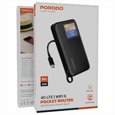 مودم جیبی 4G LTE و پاوربانک 10000 میلیآمپر پورودو مدل PDPBFCH087 — تصویر ۷