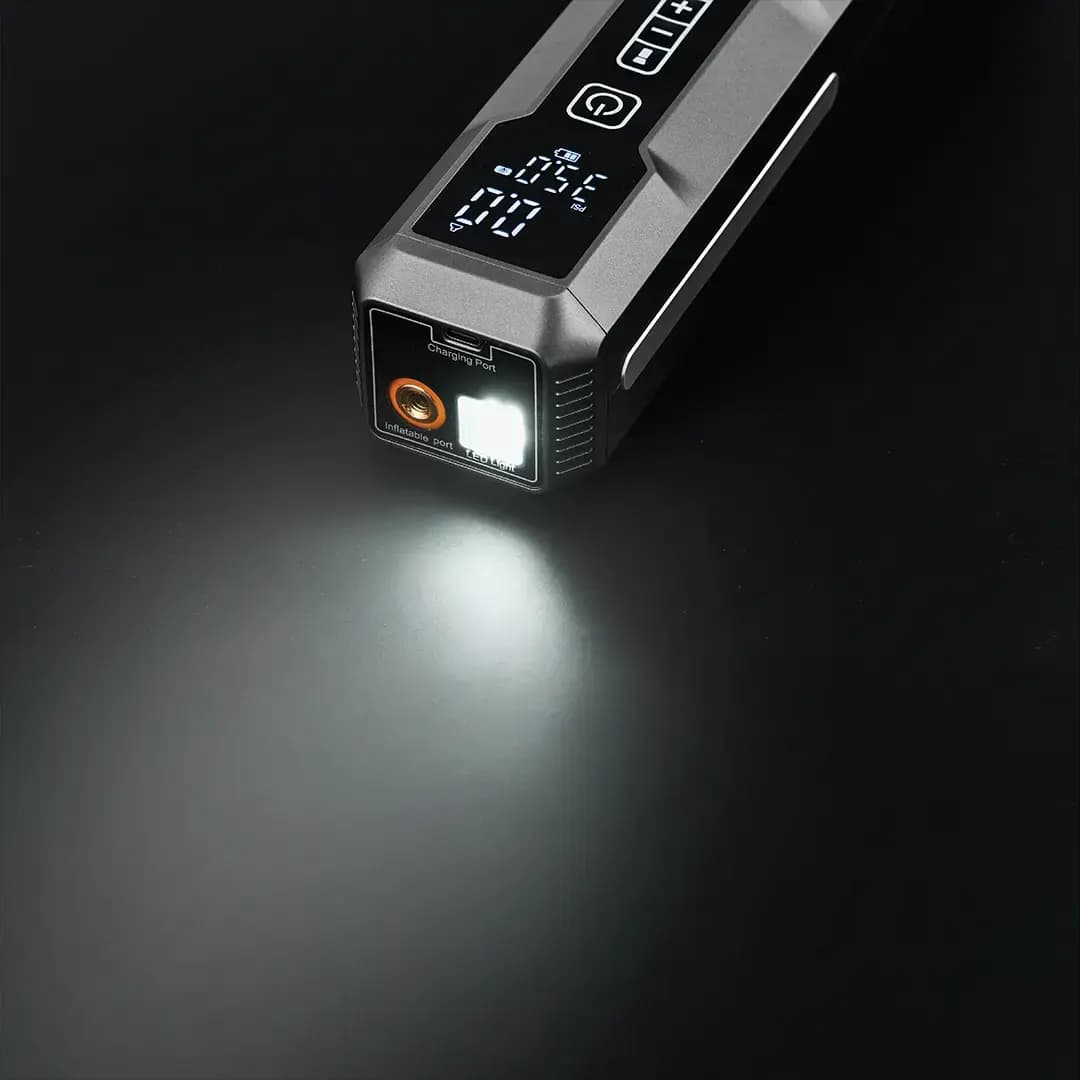 جامپ استارت و پمپ باد و جارو شارژی Porodo PDJS41BK | استارتر خودرو 400A و کمپرسور 150PSI — تصویر ۶
