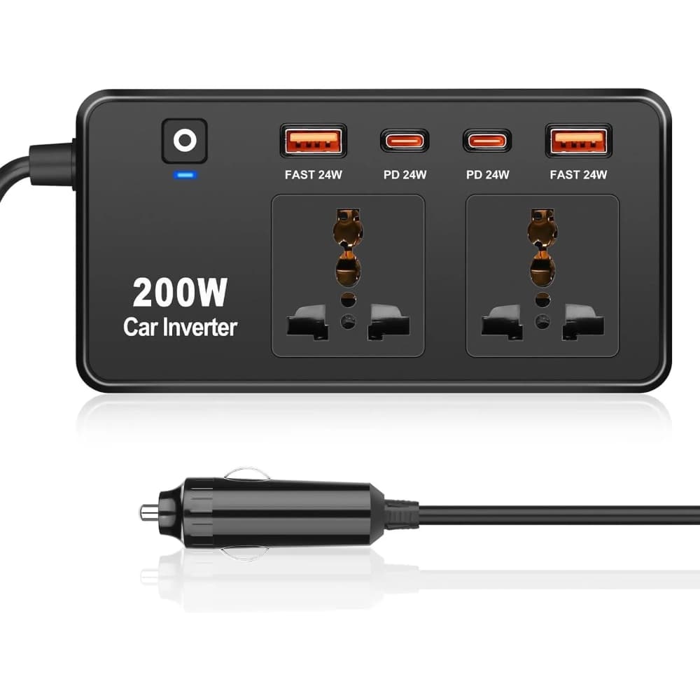 اینورتر خودرو گرین لاین GC-200 | مبدل برق 200 وات با شارژ سریع QC3.0 و PD — تصویر ۶