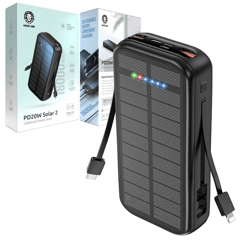 پاوربانک خورشیدی گرین لاین Solar Force 2 ظرفیت 20000 میلی آمپر با شارژ سریع — تصویر ۵