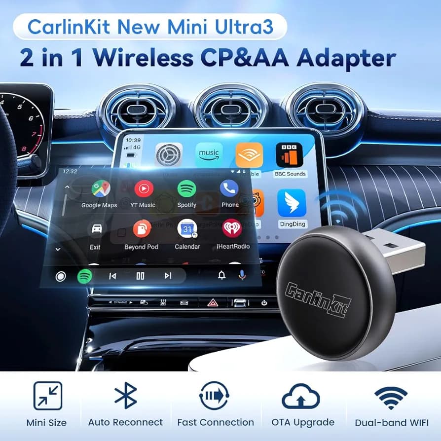 دانگل وایرلس کارپلی و اندروید اتو کارلینکیت مدل Carlinkit Mini Ultra3 — تصویر ۲