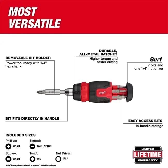 پیچ گوشتی چند کاره میلواکی مدل Milwaukee 48-22-2913 — تصویر ۵