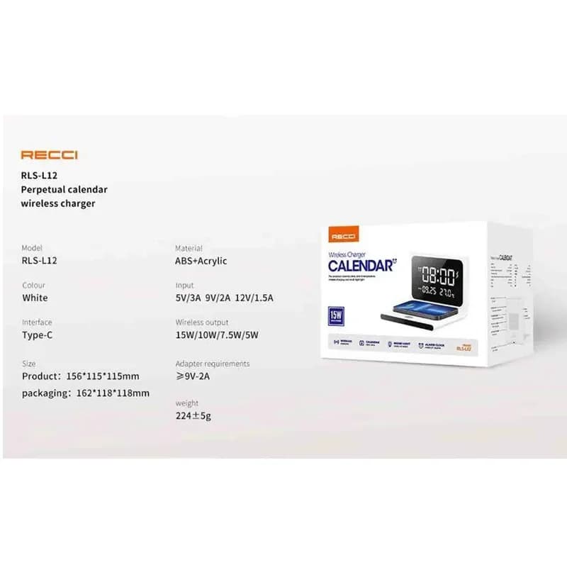 شارژر بی سیم و ساعت رومیزی رسی مدل RLS-L12 — تصویر ۱۱