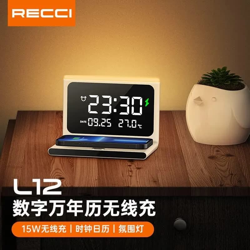 شارژر بی سیم و ساعت رومیزی رسی مدل RLS-L12 — تصویر ۶