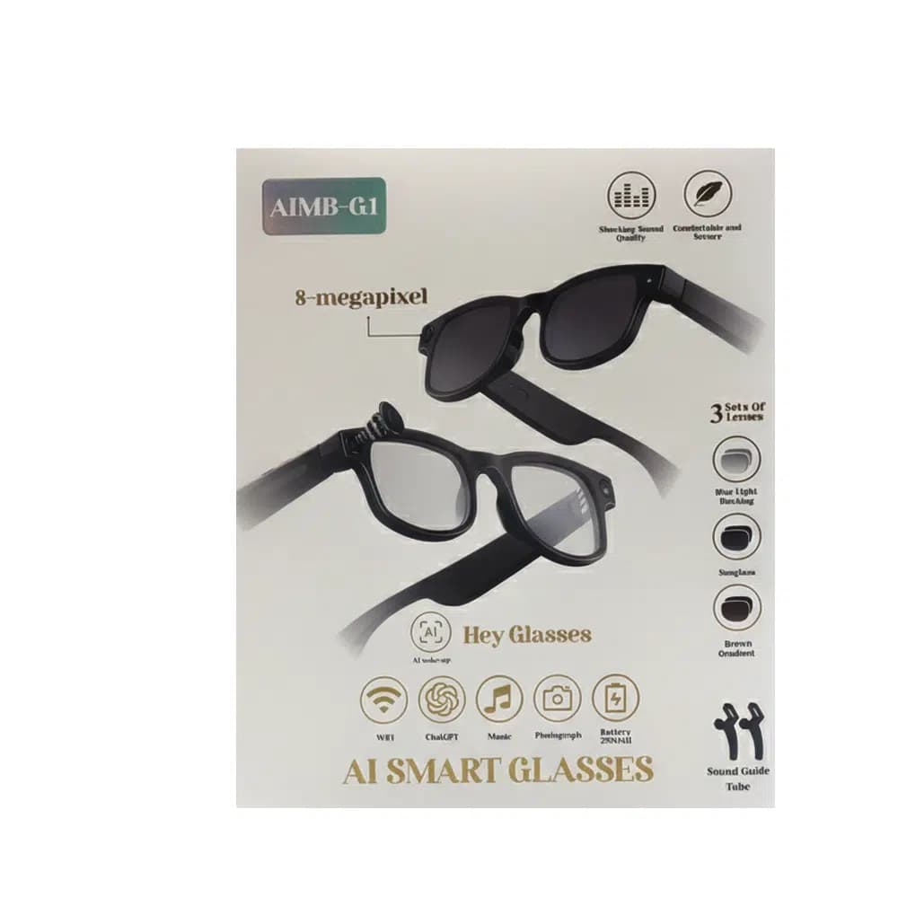 عینک هوشمند دوربین دار AIMB-G1 | مجهز به ChatGPT، ترجمه زنده، دوربین Full HD و اسپیکر Hi-Fi — تصویر ۸