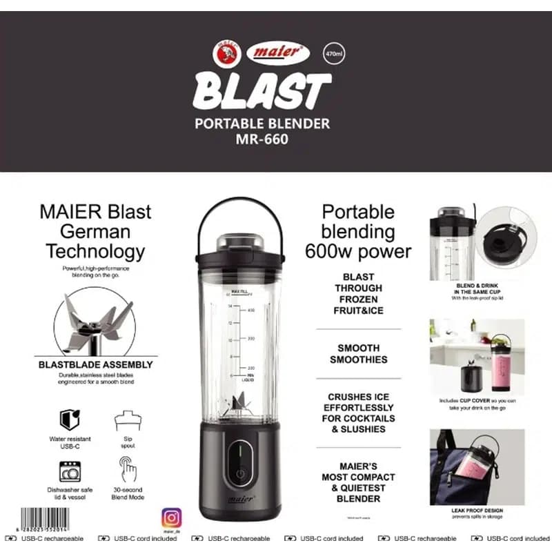 شیکر شارژی مایر مدل MR-660 قدرت 600 وات — تصویر ۷