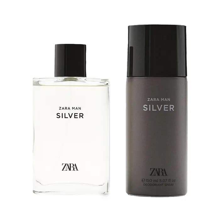 ست عطر و اسپری مردانه زارا سیلور Silver