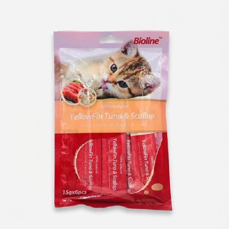 بستنی گربه بایولاین (Bioline) با طعم ماهی تن و گوش ماهی. — تصویر ۲
