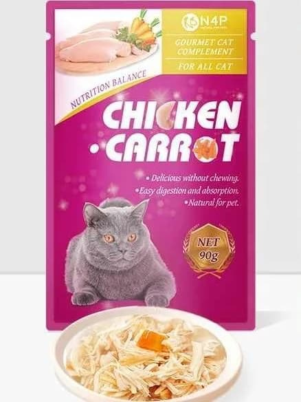 پوچ گربه N4P طعم مرغ و هویج