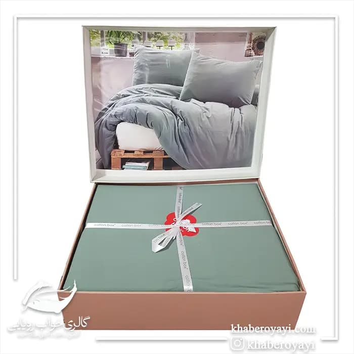 ست کاور دو نفره 4 تکه کتان پنبه برند Cotton Box ترکیه در رنگ های متنوع — تصویر ۷