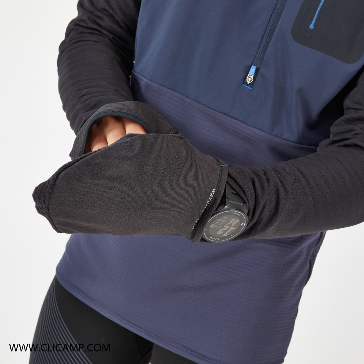 بلوز نیم زیپ دکتلون / KIPRUN – مدل Warm Running zs / سرمه ای تیره — تصویر ۸